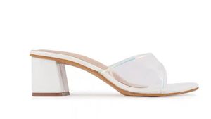 White Clear Strap Heels
