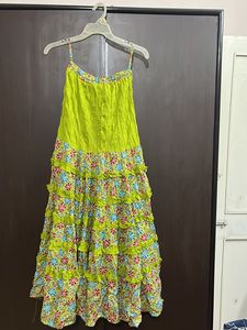 Green Floral Long Skirt