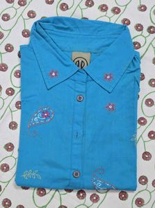 Blue Embroidered Top