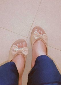 Beige Bow Wedge Sandals