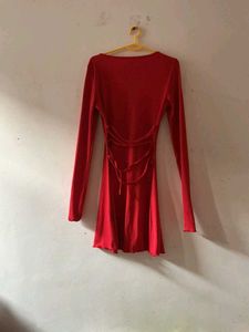 Chic Red Long Sleeve Mini Dress