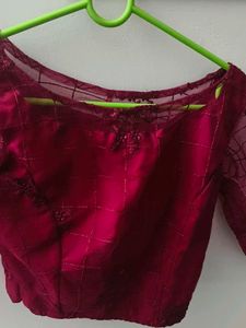 Maroon Net Embroidered Lehenga