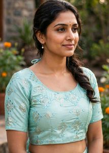 Elegant Embroidered Mint Green Blouse