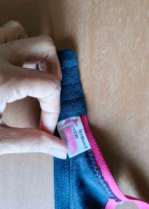 Dark Blue Sports Bra with Pink Trim
