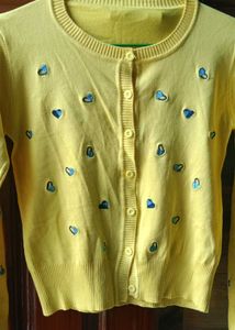 Yellow Heart Embroidered Cardigan