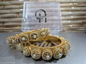 Elegant Gold Bangles with Pearls