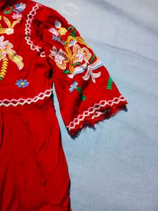 Red Embroidered top