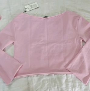 Pink Long Sleeve Flared Top