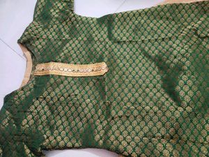 Elegant Green Kurta with Golden Gharara