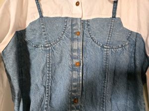 Denim Corset Shirt Top