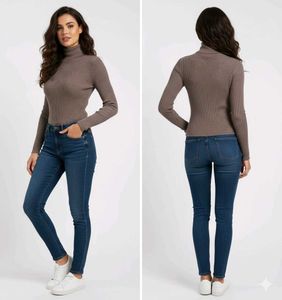 Brown Ribbed Turtleneck