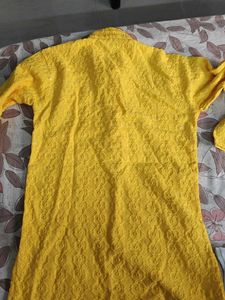 Kids Yellow Chikankari Kurta with Pants
