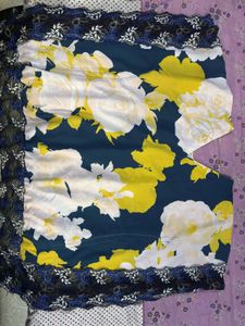 Floral Print Lace Trim kaftan