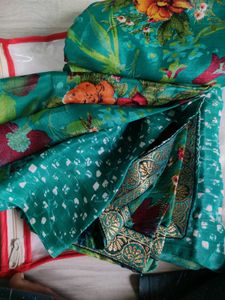 Beautiful green floral saree.