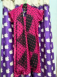 Pink Polka Dot Kurta Set