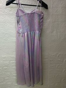 Shimmery Lavender One Piece Dress With Strips