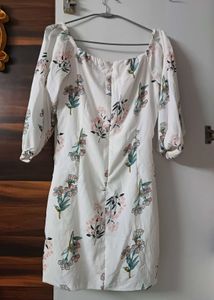 Floral Off-Shoulder Ruched Dress