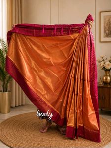 Elegant Orange & Pink khaddi Silk Saree