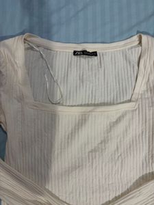 zara square neck long sleeve top