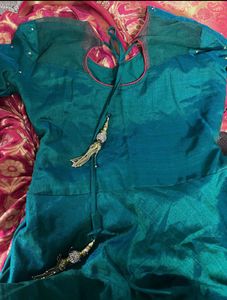 Emerald Green Anarkali with Brocade Dupatta