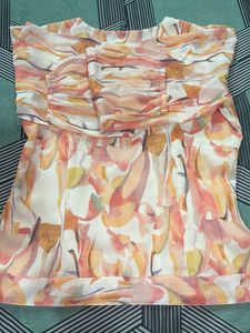 Sheer Floral Print Button-Up Blouse