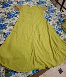 Lime Green Embroidered Kurta Set (No dupatta)