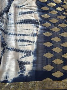 Elegant Blue &amp; Gold Saree