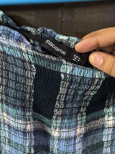 MADAME- BLUE STRIPPED CROP Top