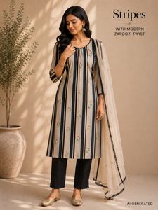 Striped Kurta with Zardozi Twist