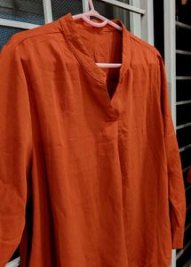 Chic Burnt Orange V-Neck with black Forever 21 top