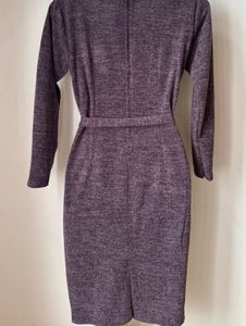 Tailored Cozy Long-Sleeve Cowl Neck Dress