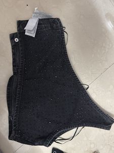 Sparkly Black Denim Bodysuit