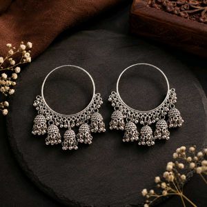 Jhumka Oxidised Hoop Earrings
