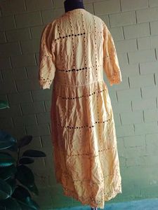 Yellow Eyelet Midi Dress