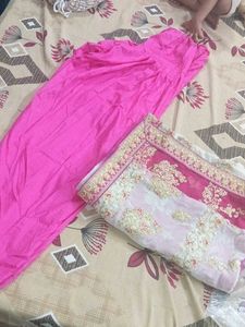 Embroidered Cream Kurta Suit