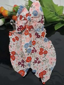 Red floral Butterfly Hair Bow