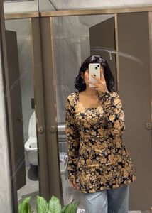 black floral corset kurti