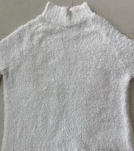 MAX Fluffy White Turtleneck Sweater