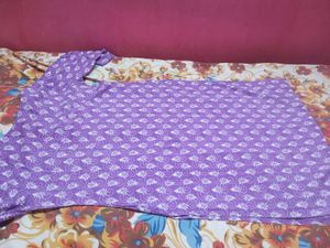 Purple Printed Cotton Kurta