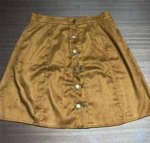 Retro Corduroy Button-Up Mini Skirt