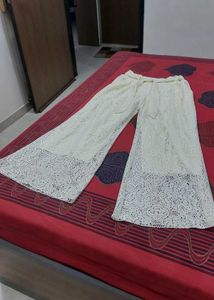 Elegant White Lace Palazzo Pants