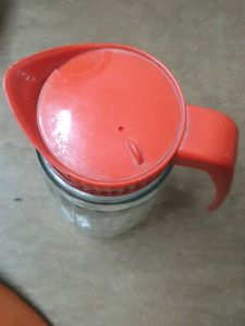 Retro Glass Pitcher with Red Lid