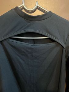 Black Long Sleeve Cutout Top