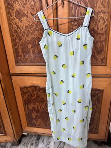 Light Blue Floral Print Sleeveless kurta