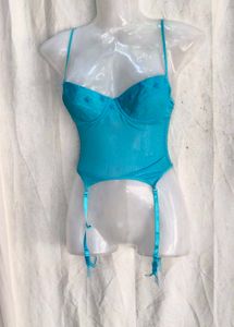 4410. Teal Lace Corset with Garter Straps