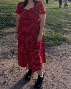 Charming Red Heart Print Dress