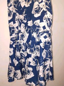 Blue Floral Lace Trim Dress