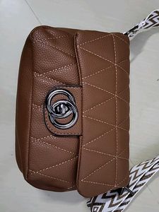 Stylish Brown Quilted Crossbody Bag