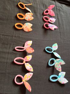 Cute Bunny Ear Hair Ties combo of 12