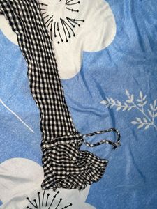 Black &amp; White Gingham Cold Shoulder Top